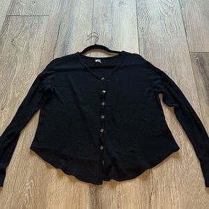 black sweater-doubles as a cardigan top